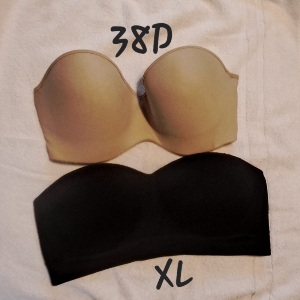 Elegant Black and Tan Bandeau Bra Set